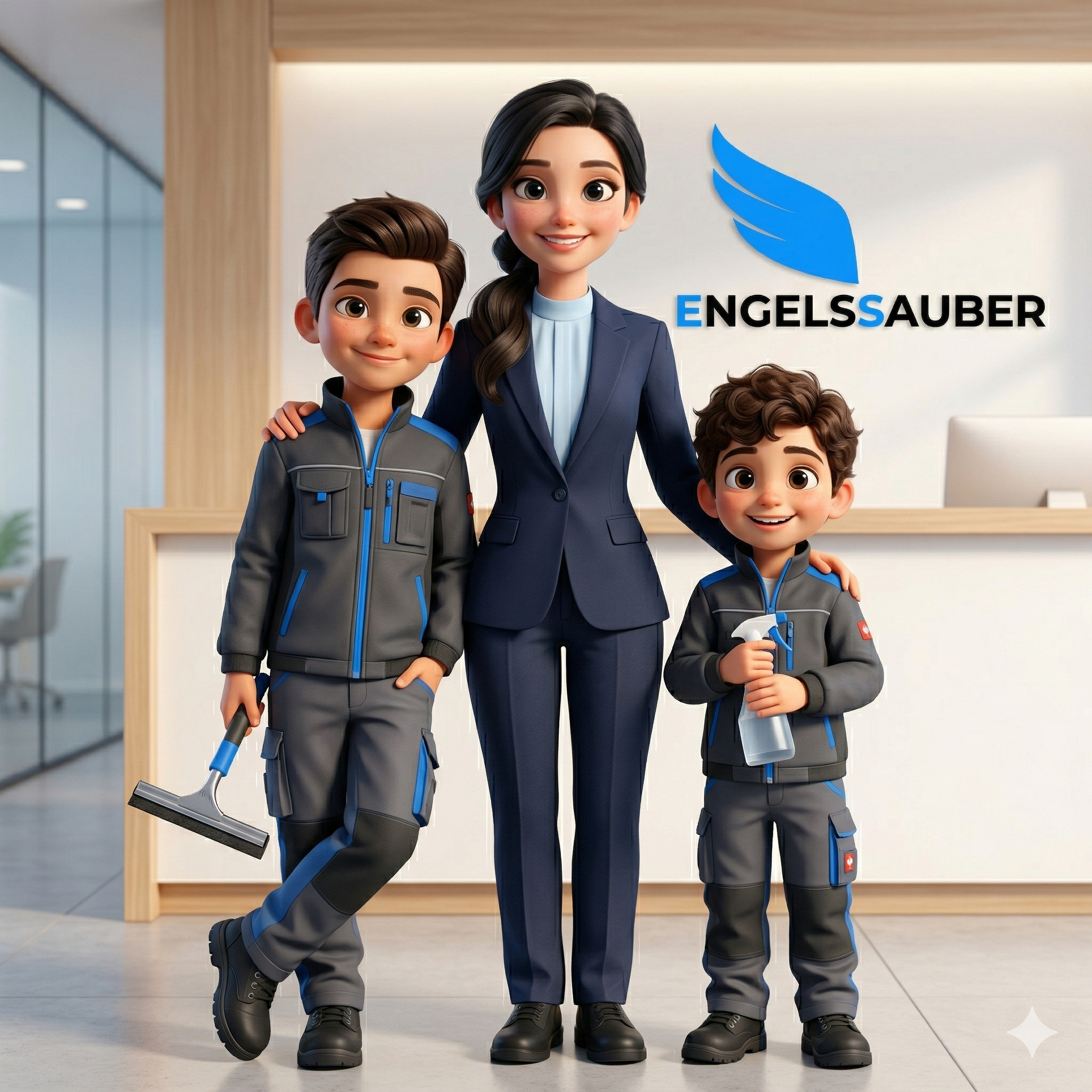 Das Engelssauber Team — Lara, Savas und Elyas